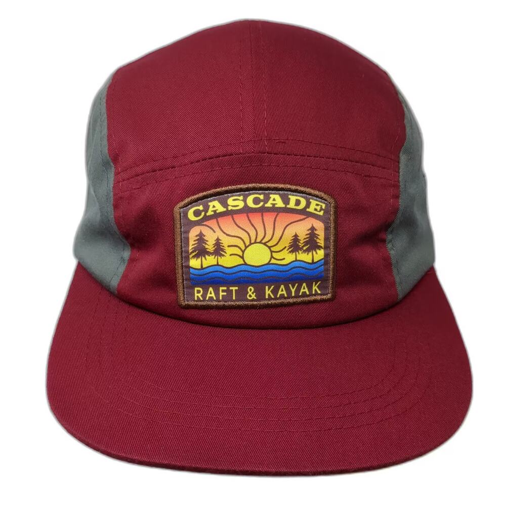 VIE Cascade Raft & Kayak 5 Panel Hat Red Gray Adjustable Strapback OS Cotton